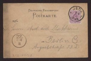 Schreiben an Hermann Muthesius (Postkarte)