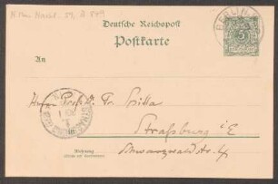 Postkarte an Friedrich Spitta : 29.01.1896