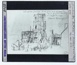 Amsterdam, Paleis op de Dam (Rathaus),Rembrandt, Das alte Amsterdamer Rathaus nach dem Feuer 1652 (Zeichnung) (Amsterdam Rembrandthaus 245)