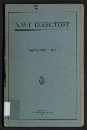 Navy Directory - Officers of the United States Navy, September 1, 1920.