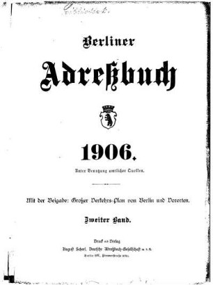 Berliner Adreßbuch 1906 Zweiter Band