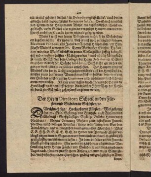 20-22 (21), Der Herrn Directorn Schreiben den Fürsten und Ständen in Schlesien