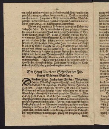 20-22 (21), Der Herrn Directorn Schreiben den Fürsten und Ständen in Schlesien