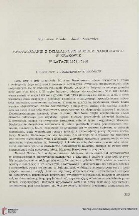 7: Sprawozdanie z działalności Muzeum Narodowego w Krakowie w latach 1959 i 1960