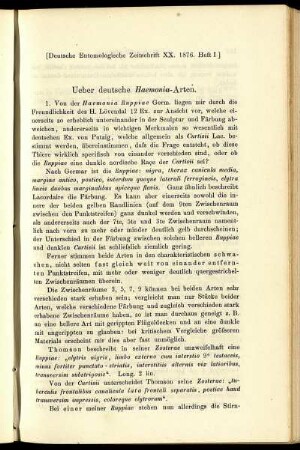Ueber deutsche Haemonia-Arten