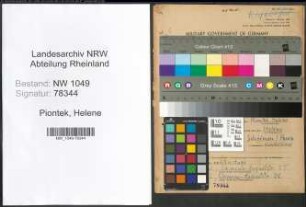 Entnazifizierung Helene Piontek , geb. 15.05.1889 (Lehrerin)