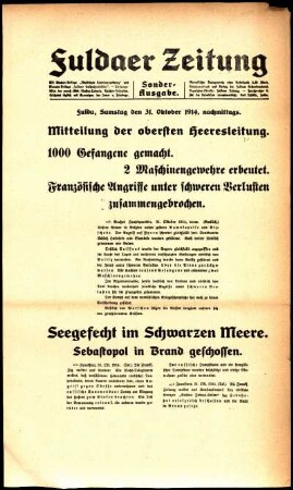 Zweite Ausgabe vom Samstag, den 31. Oktober 1914.