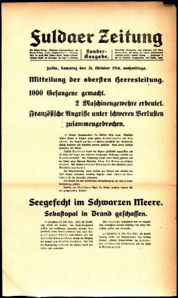 Zweite Ausgabe vom Samstag, den 31. Oktober 1914.