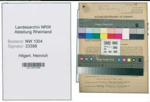 Entnazifizierung Heinrich Hilgert , geb. 02.07.1889 (Kaufm.Angestellter)