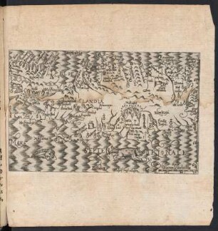 Karte von Island, Kupferdruck, 1613 : Islandia / Christof Vogel sculpsit. - 1 Karte : Kupferdruck ; 9 x 13 cm. - Maßstab in graphischer Form: scala Iiliarum Islandicorium :: Tafel nach Seite 12 aus: Megiser, Hieronymus: Septentrio Novantiquus, Oder Die newe Nortwelt. Das ist: Gründliche und warhaffte Beschreibung aller der Mitternächtigen und Nortwerts gelegenen Landen und Insulen, so unsern Vorfahren und den alten Weltbeschreibern gäntzlich unbekandt gewesen / Zuvor in Teutscher Sprach nie aussgangen, sondern an jetzo erst alles aus vielen unterschiedenen Schrifften und Büchern ... zusammen verfasset, verdeutschet, mit artigen darzu gehörigen Figuren und Landtafeln gezieret, und in Druck verfertiget, durch Hieronymum Megiserum. Leipzig: Grosse d. J., 1613. Dresden: SLUB Hist.Dan.1159,misc.1
