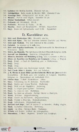 Kunstblätter (Nr. 525-653)