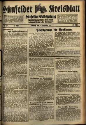 Zweite Ausgabe vom Samstag, den 12. September 1931.