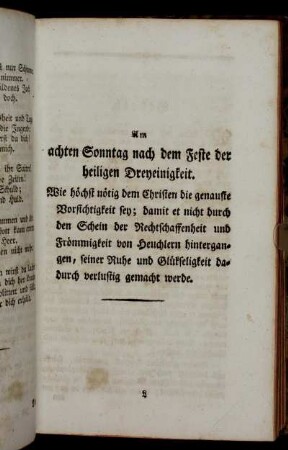 Am achten Sonntag nach dem Feste der heiligen Dreyeinigkeit. [...]