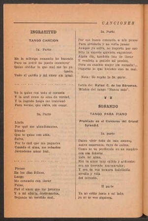 Ingratitud : Tango canción