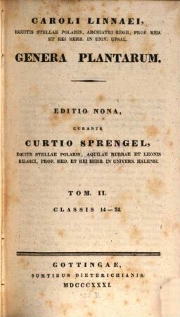 Caroli Linnaei Genera Plantarum. 2, Classis 14 - 24