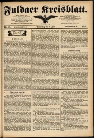 Erste Ausgabe vom Donnerstag, den 05. Juni 1902.