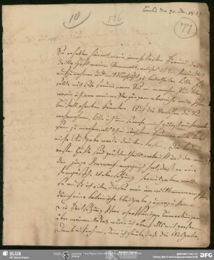 Eigenh. Brief von Franz Bopp an August Wilhelm von Schlegel, Berlin, 20.12.1827