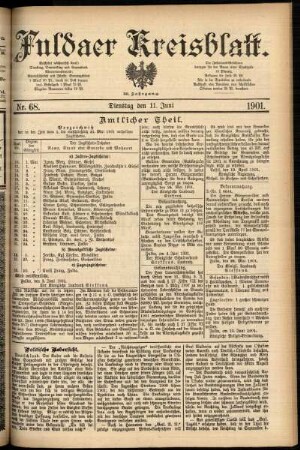 Erste Ausgabe vom Dienstag, den 11. Juni 1901.
