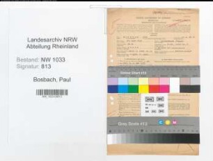 Entnazifizierung Paul Bosbach , geb. 18.06.1893 (Polizeimeister)
