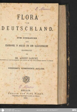 Flora von Deutschland : zum Gebrauche auf Exkursionen, in Schulen und beim Selbstunterricht