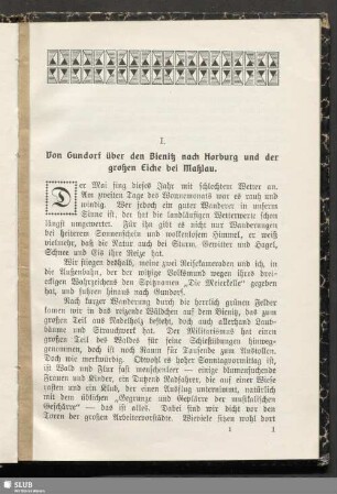 I. Von Gundorf über den Bienitz nach Horburg und der großen Eiche bei Matzlau