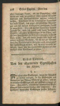 Erstes Capitel. Von den allgemeinen Eigenschaften der Körper.
