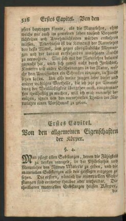 Erstes Capitel. Von den allgemeinen Eigenschaften der Körper.