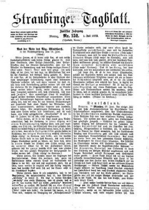 Straubinger Tagblatt : Straubinger Zeitung ; Straubinger Anzeiger ; gegründet 1860. 12,[2]. 1872 = Juli - Dez.