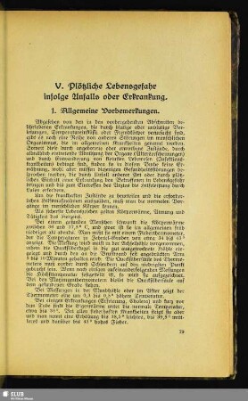 V. Plötzliche Lebensgefahr infolge Unfalls oder Erkrankung