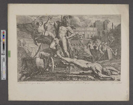 [Achilleus schleift Hectors Leichnam um die Mauern Troyas]