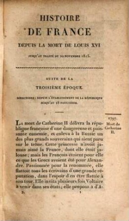 Histoire de France : depuis la mort de Louis XVI jusqu'au traité de paix du 20 novembre 1815. 2
