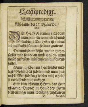 Also lautet der 27. Psalm Davids: