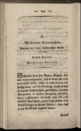 XI. Wilhelms Kinderjahre.
