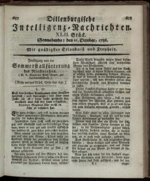 XLII. Stück. Sonnabends: den 21. October, 1786.