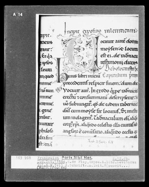 Raoul de Flay: Expositio in Libris Leviticus — Schriftseite mit Initiale V(ocavit....), Folio 6 verso