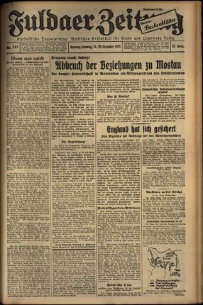 Erste Ausgabe vom Samstag, den 28. Dezember 1935.