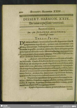 Dissert. Harmon. XXIV. De vitiis expulsionis ventriculi