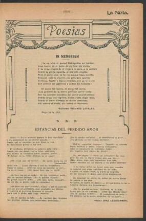Poesías : In memoriam [y] Estancias del perdido amor