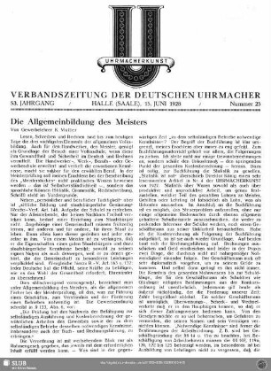 Die Allgemeinbildung des Meisters