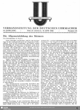 Die Allgemeinbildung des Meisters