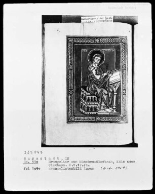 Evangeliar mit Capitulare aus Gladbach — Evangelistenbild Lukas, Folio 109 verso