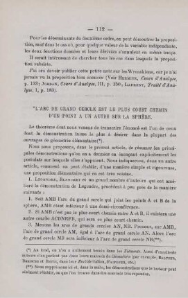 L'ARC DE GRAND CERCLE EST LE PLUS COURT CHEMIN D'UN POINT A UN AUTRE SUR LA SPHÈRE.