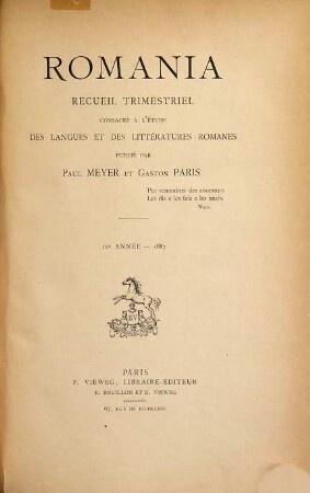 Romania : R ; revue consacrée à l'étude des langues et des littératures romanes, 16. 1887