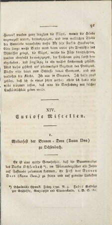 XIV. Curiose Miscellen