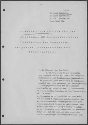 Berghülen: Pfarrbericht 1935