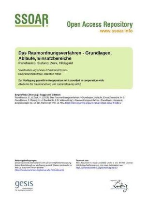 Das Raumordnungsverfahren - Grundlagen, Abläufe, Einsatzbereiche