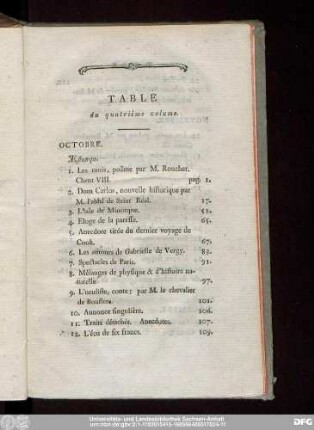 Table du quatrième volume.