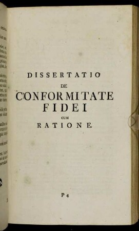 Dissertatio De Conformitate Fidei Cum Ratione
