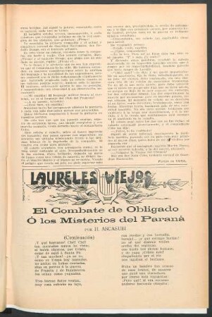 Laureles viejos - El combate de obligado ó los místerios del Paraña : (Continuación)