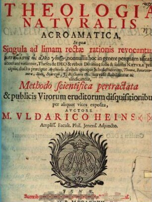 Theologia naturalis acroamatica